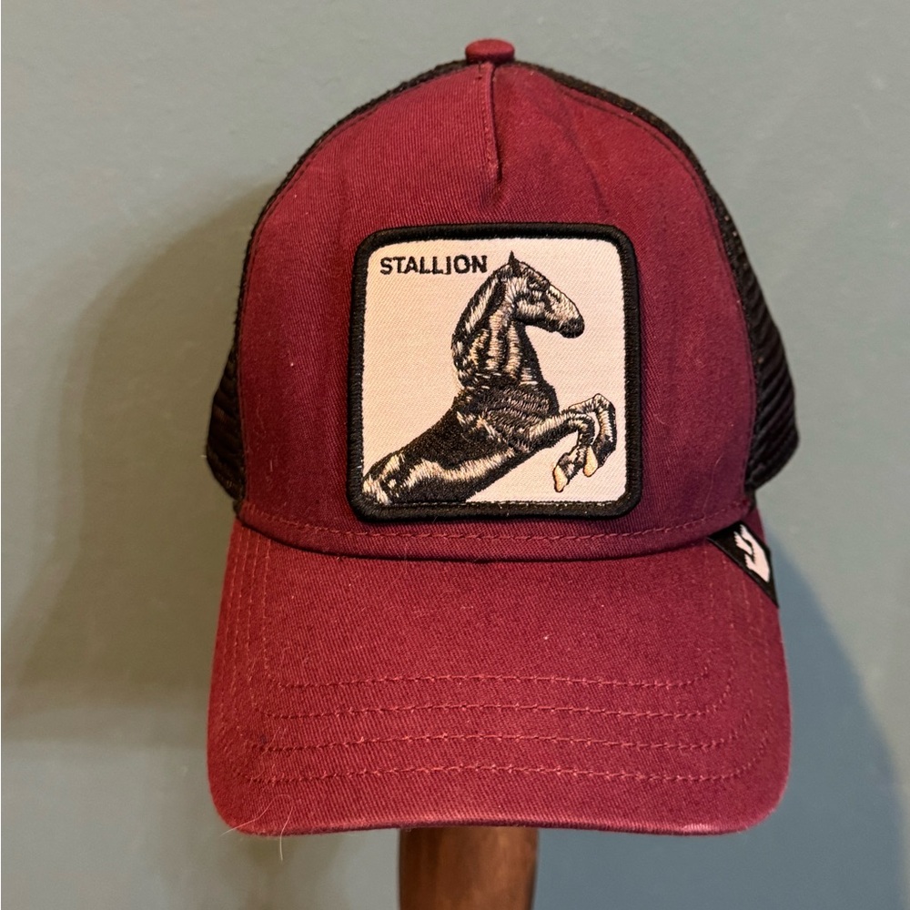 Goorin Bros The Farm Horse Stallion Trucker hat cap Burgundy maroon